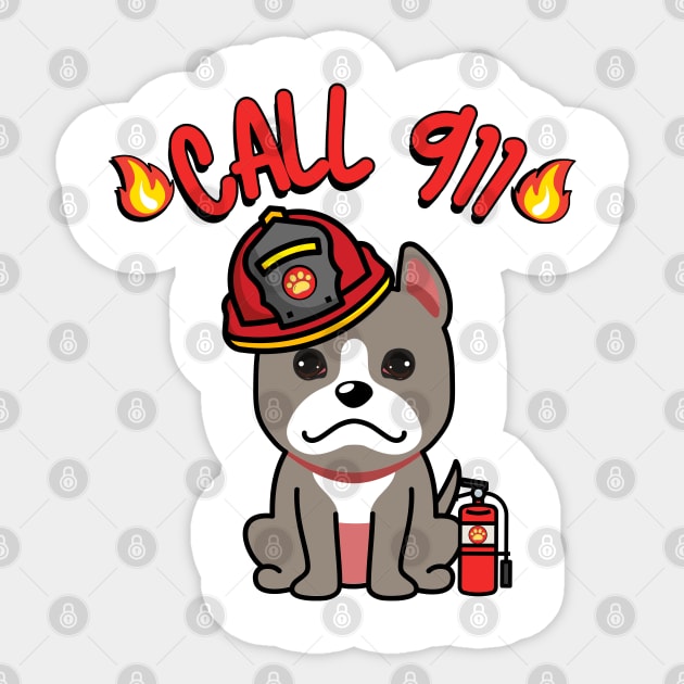 Cute grey dog is a firefighter Sticker by Pet Station